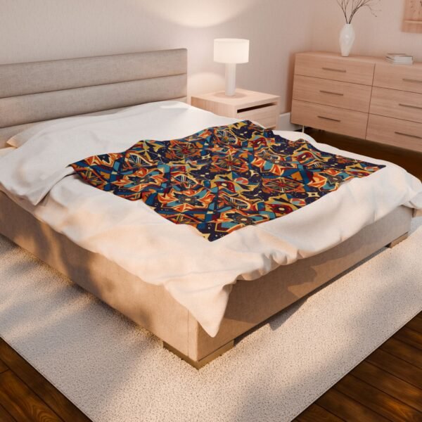 Plush Blanket - Geometric Knowledge Pattern in Art Deco Style - Image 4