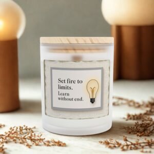 Inspirational Frosted Glass Candle - 11oz with 'Set fire to limits' Quote