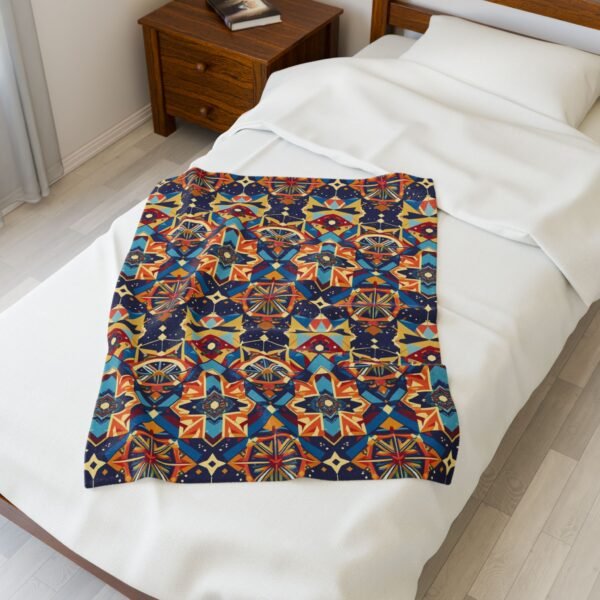 Plush Blanket - Geometric Knowledge Pattern in Art Deco Style - Image 11