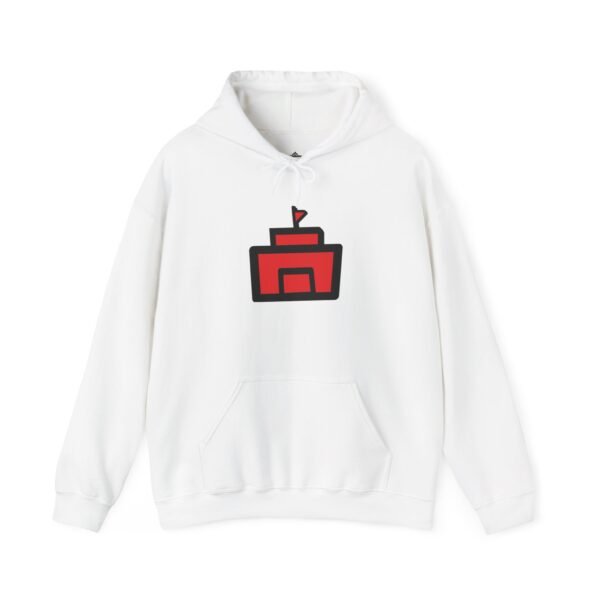 Unisex Heavy Blend Hooded Sweatshirt with Iconic Red Castle Design - Image 3