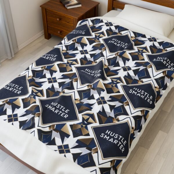 Velveteen Plush Blanket - Geometric Ambition Design - Hustle Smarter - Luxury Home Decor - Image 3