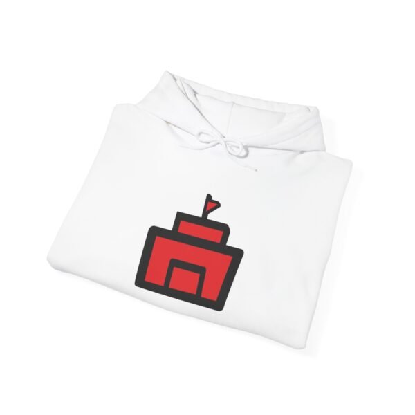 Unisex Heavy Blend Hooded Sweatshirt with Iconic Red Castle Design - Image 2