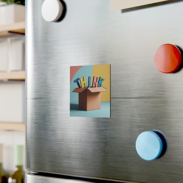 Colorful 'THINK' Square Magnet - Inspirational Home Decor - Image 3