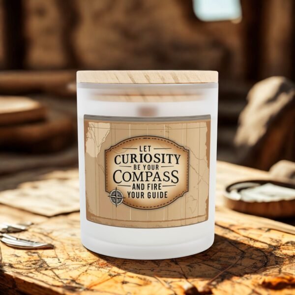 Curiosity Compass Candle - 11oz Frosted Glass Soy Wax Candle for Adventurers - Image 17