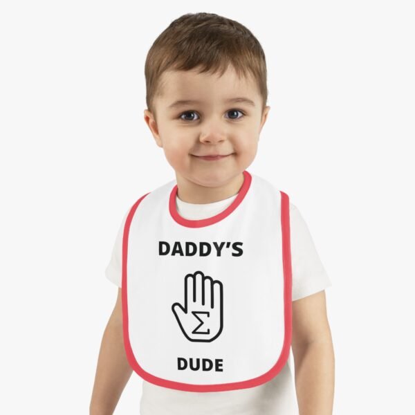 Daddy's "Hand-Sum" Dude Baby Contrast Trim Jersey Bib - Image 6