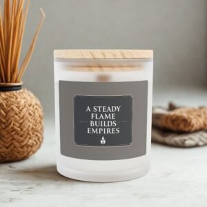Inspirational Frosted Glass Candle - 11oz, 'A Steady Flame Builds Empires'
