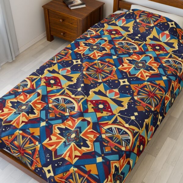 Plush Blanket - Geometric Knowledge Pattern in Art Deco Style - Image 7