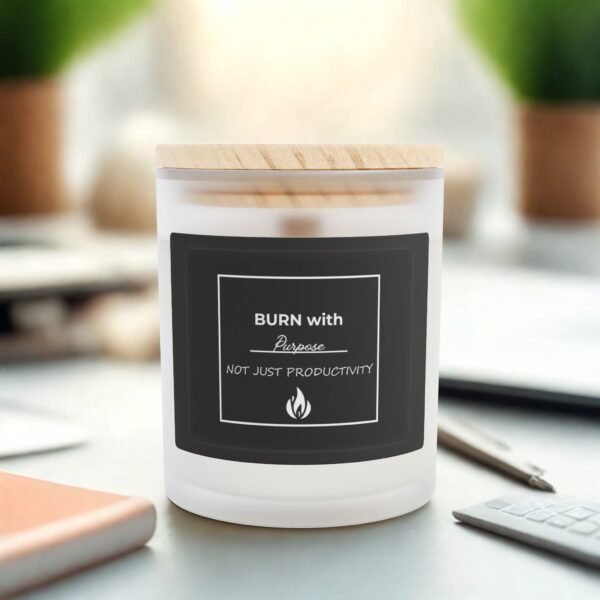 Inspirational Frosted Glass Candle - 11oz with 'BURN with Purpose' Quote - Image 25