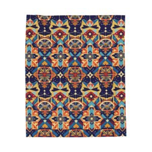 Plush Blanket - Geometric Knowledge Pattern in Art Deco Style