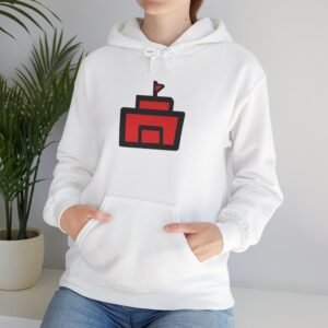 Unisex Heavy Blend Hooded Sweatshirt with Iconic Red Castle Design