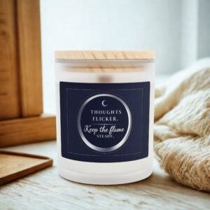 Frosted Glass Candle - 'Thoughts Flicker' Scented 11oz Candle for Mindful Moments