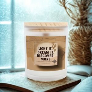 Inspirational Frosted Glass Candle - 'Light It. Dream It. Discover More.' - 11oz