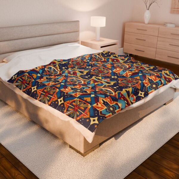 Plush Blanket - Geometric Knowledge Pattern in Art Deco Style - Image 8
