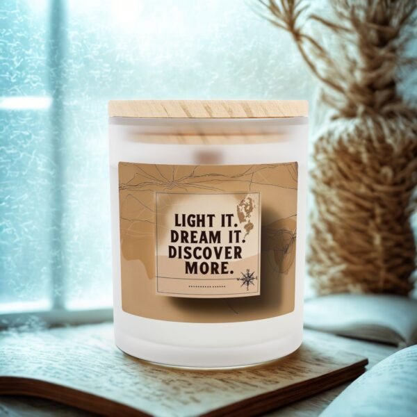 Inspirational Frosted Glass Candle - 'Light It. Dream It. Discover More.' - 11oz - Image 17
