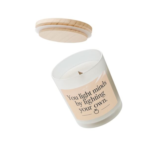 Inspirational Frosted Glass Candle - 11oz, "You light minds by lighting your own" - Image 12