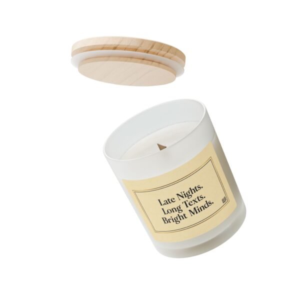 Motivational Candle - Late Nights, Long Texts, Bright Minds - 11oz Frosted Glass - Image 3