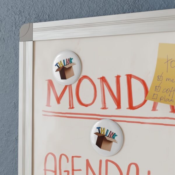 Think Button Magnet, Round Reminder for Creative Minds, Inspirational Gift, Office Decor, Motivational Magnet, Home Organization - Image 4