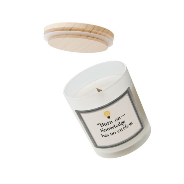 Inspirational Quote Candle - "Knowledge has no curfew" 11oz Frosted Glass - Image 8