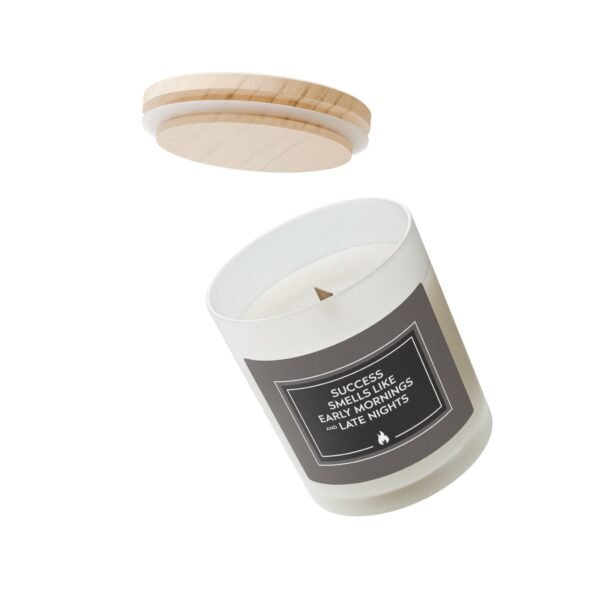 Motivational Frosted Glass Candle - 11oz: Success Smells Like Early Mornings and Late Nights - Image 6