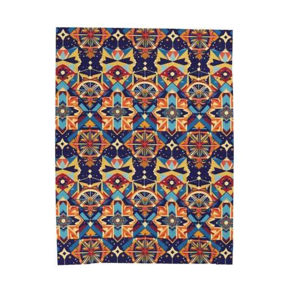 Plush Blanket - Geometric Knowledge Pattern in Art Deco Style - Image 5