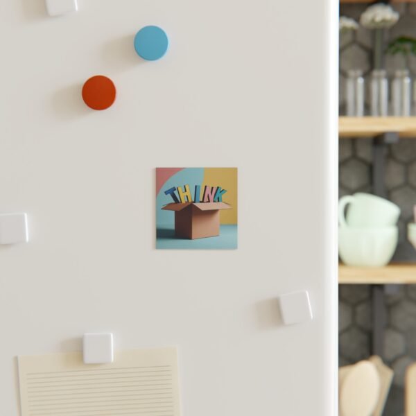 Colorful 'THINK' Square Magnet - Inspirational Home Decor - Image 2