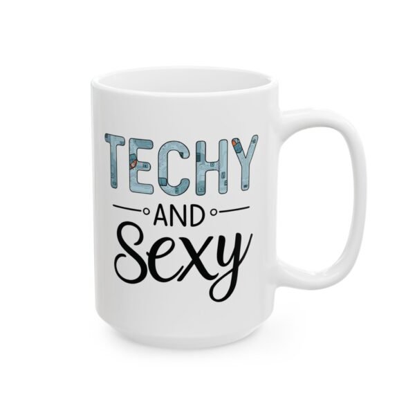 Mug - 'Techy and Sexy' Ceramic Mug with Electronics and Tech Design - Image 6