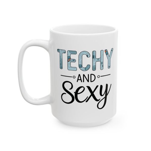Mug - 'Techy and Sexy' Ceramic Mug with Electronics and Tech Design - Image 5