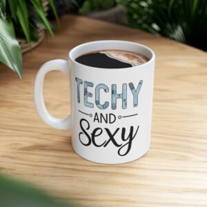 Mug - 'Techy and Sexy' Ceramic Mug with Electronics and Tech Design