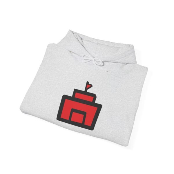 Unisex Heavy Blend Hooded Sweatshirt with Iconic Red Castle Design - Image 7